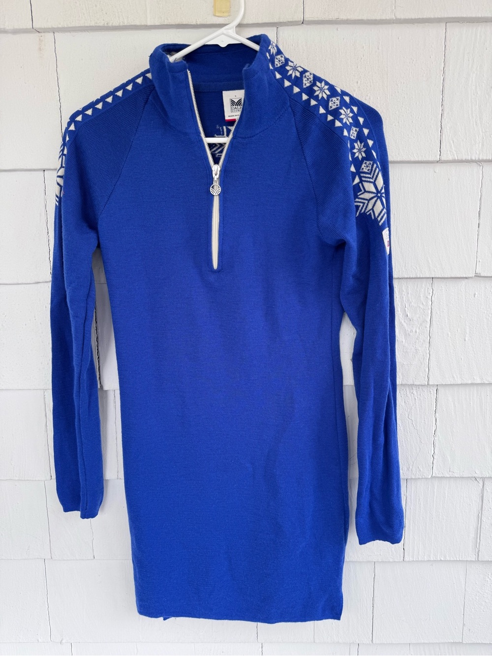 Dale of Norway 100% Wool Quarter-Zip Long Sleeve Geilo Dress Blue size Small